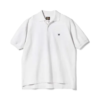 Needles x ts(s) Big Polo Shirt - Cotton Pique Jersey "White"