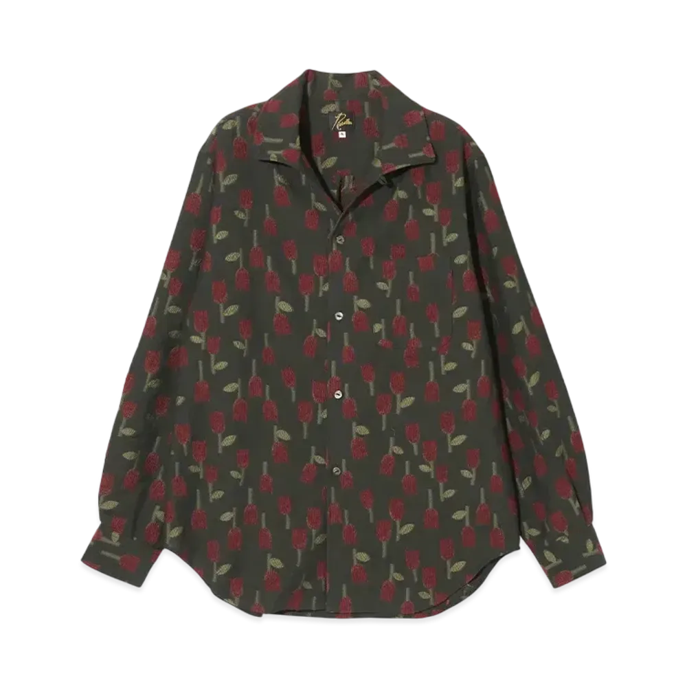 NEEDLES Italian Collar Shirt - /W Tulip Jacquard "Green"