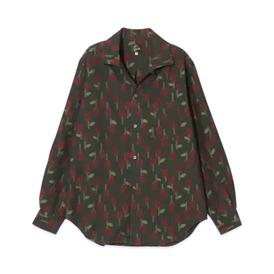 NEEDLES Italian Collar Shirt - /W Tulip Jacquard "Green"