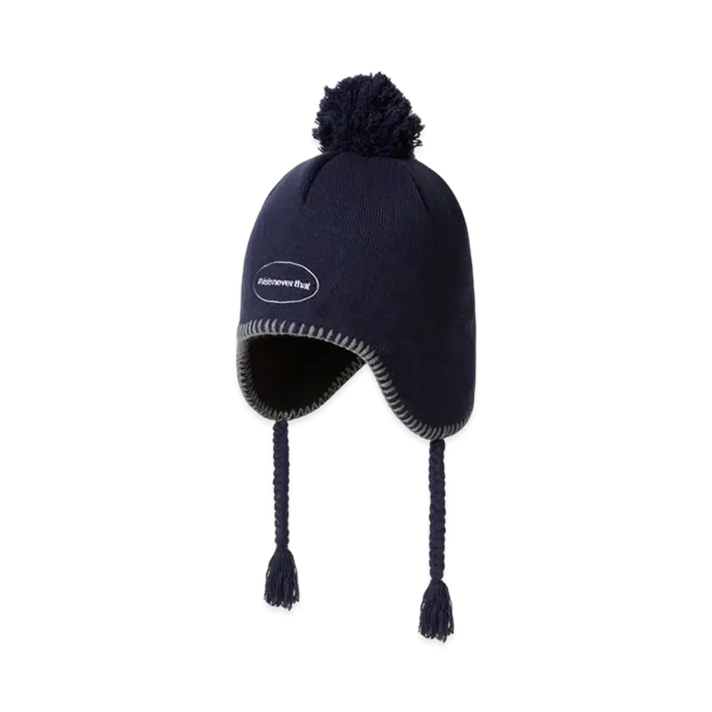 thisisneverthat Pom Earflap Beanie "Navy"