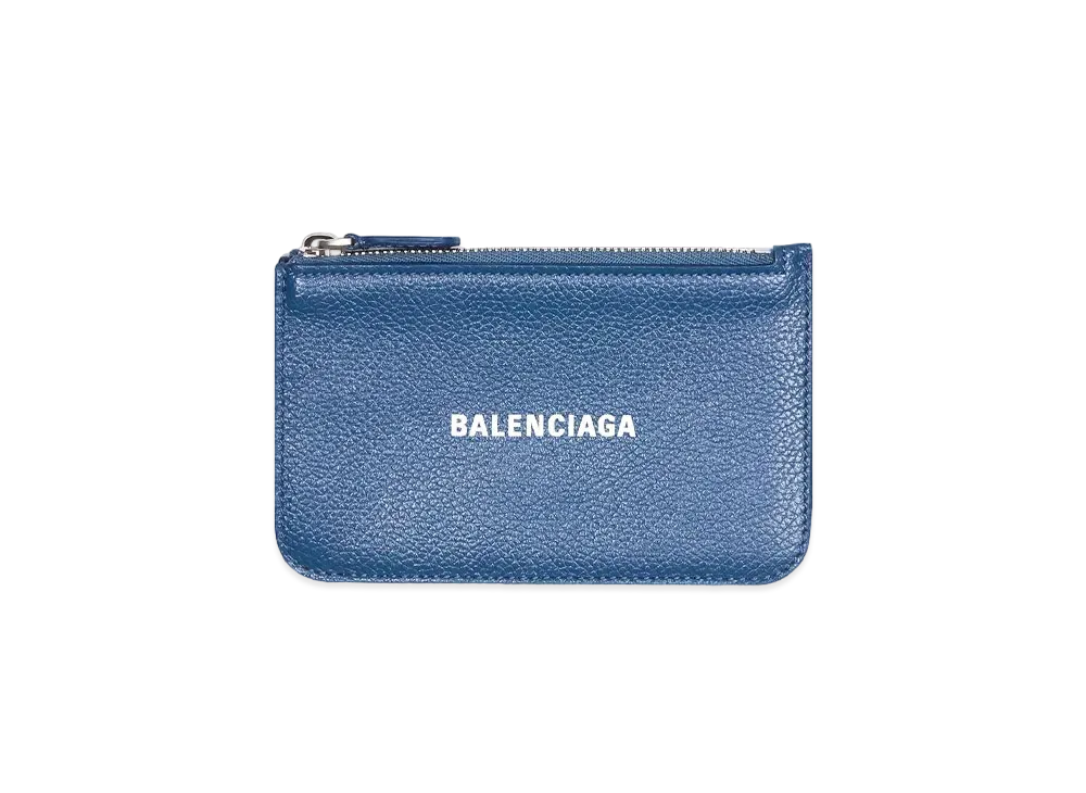 BALENCIAGA Cash Large Long Coin And Card Holder In Grained Calfskin "Dark Blue"