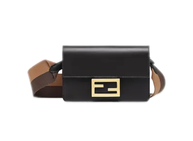 FENDI Flat Baguette Leather Mini Bag "Black"