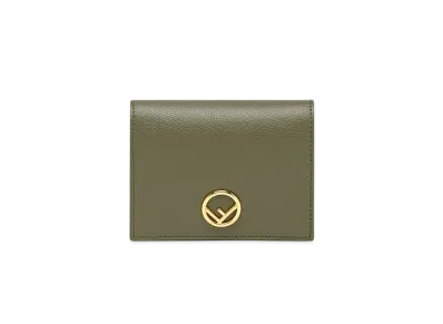 FENDI Two-Fold Wallet Leather Compact Wallet "Green"