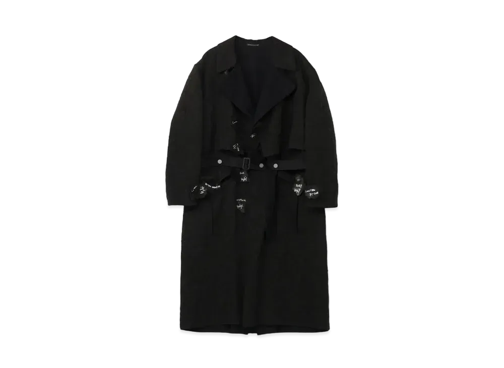 Yohji Yamamoto Pour Homme CU TWILL x W FLANNEL G-DOUBLE FACED TRENCH "Black"