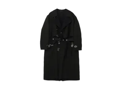 Yohji Yamamoto Pour Homme CU TWILL x W FLANNEL G-DOUBLE FACED TRENCH "Black"
