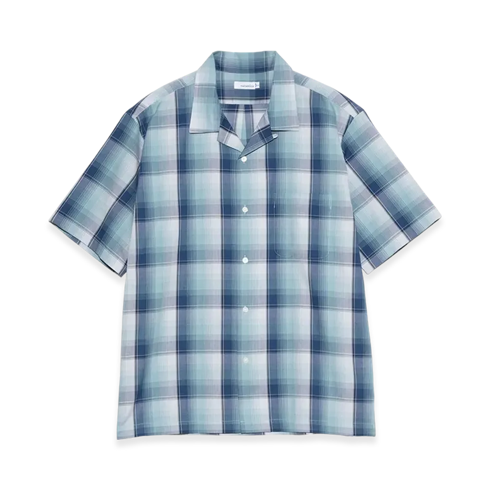 nanamica Open Collar Pique S/S Shirt "Navy/Mint"