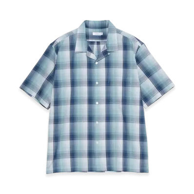 nanamica Open Collar Pique S/S Shirt "Navy/Mint"