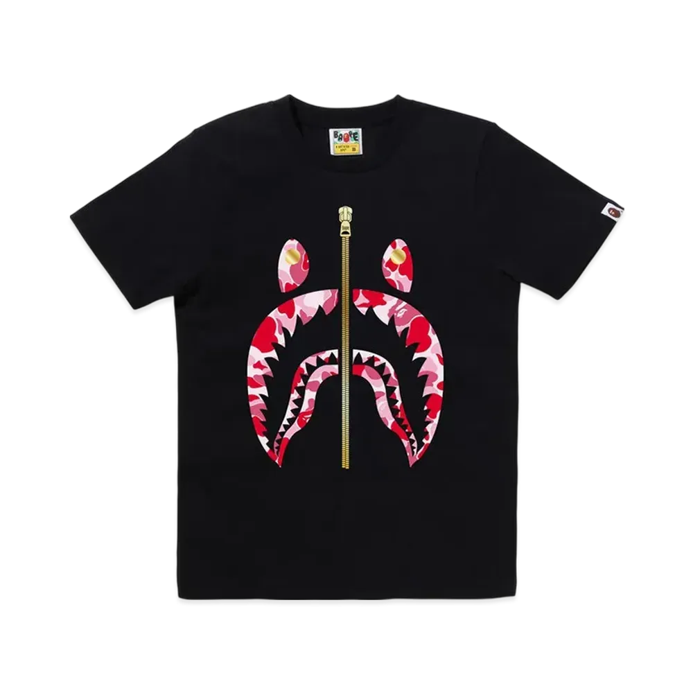 A BATHING APE Abc Camo Shark Tee "Black/Pink"