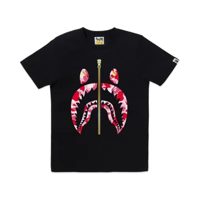 A BATHING APE Abc Camo Shark Tee "Black/Pink"