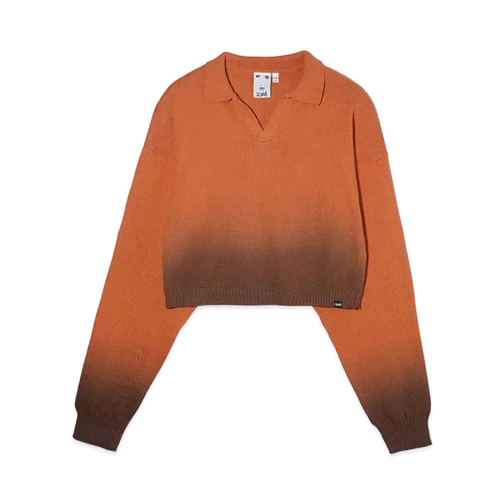 X-Girl Dip Dye Croped Knit Top "Orange"