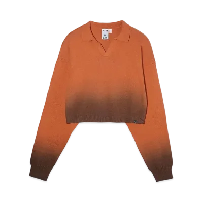 X-Girl Dip Dye Croped Knit Top "Orange"