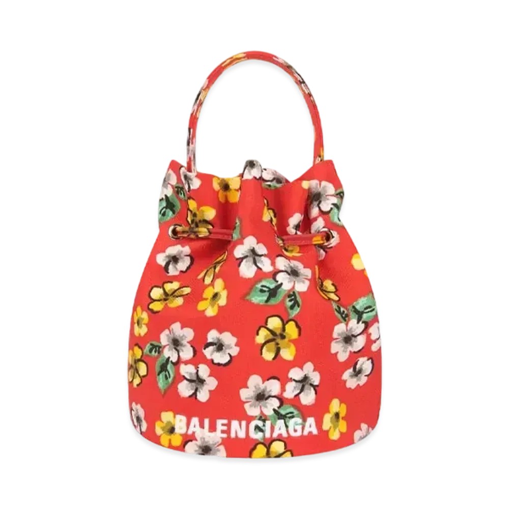 BALENCIAGA Women's Wheel XS Drawstring Bucket Bag "Red"