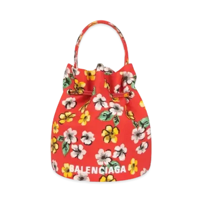 BALENCIAGA Women's Wheel XS Drawstring Bucket Bag "Red"