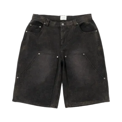 BLESS U Duck Wash Double Knee Shorts "Black"
