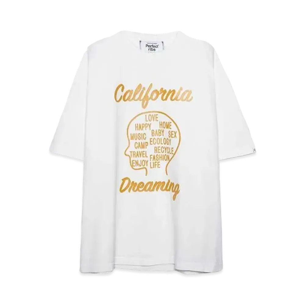 Perfect ribs (California Dreaming) Basic Short Sleeve T Shirts "White"