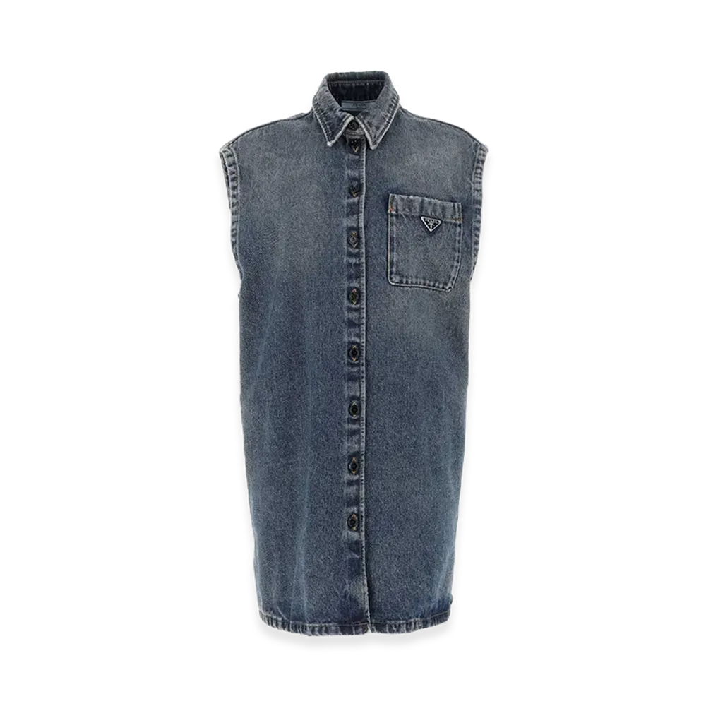 PRADA Women's Denim Sleeveless Shirt "Blue"