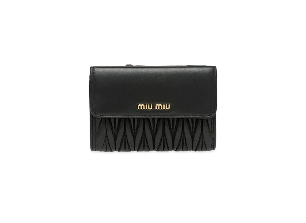 MIU MIU Materasse Leather Wallet "Black"