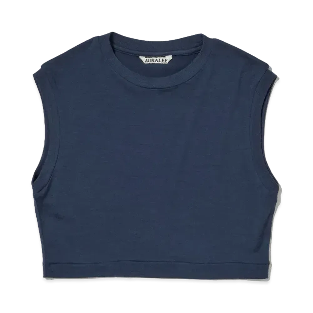 AURALEE Extra Fine Wool Jersey Short Sleeveless "Navy"