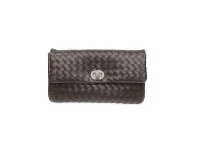 Bottega Veneta Lambskin Clutch Bag "Dark Brown"