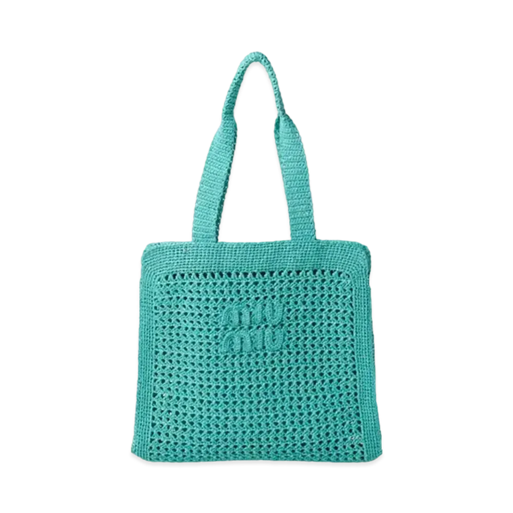 MIUMIU Woven Fabric Tote Bag "Emerald Green"