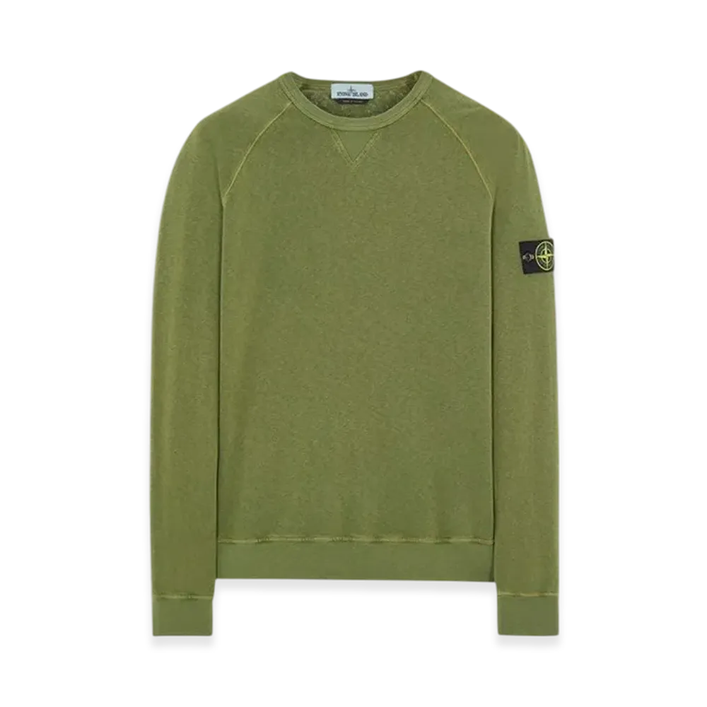 Stone Island 66360 Garment Dyed Malfile Fleece Crewneck Sweatshirt - 22SS "Olive Green"