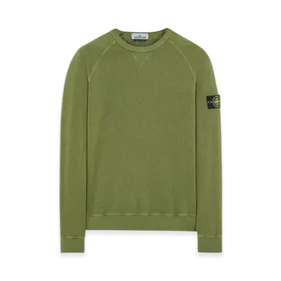 Stone Island 66360 Garment Dyed Malfile Fleece Crewneck Sweatshirt - 22SS "Olive Green"