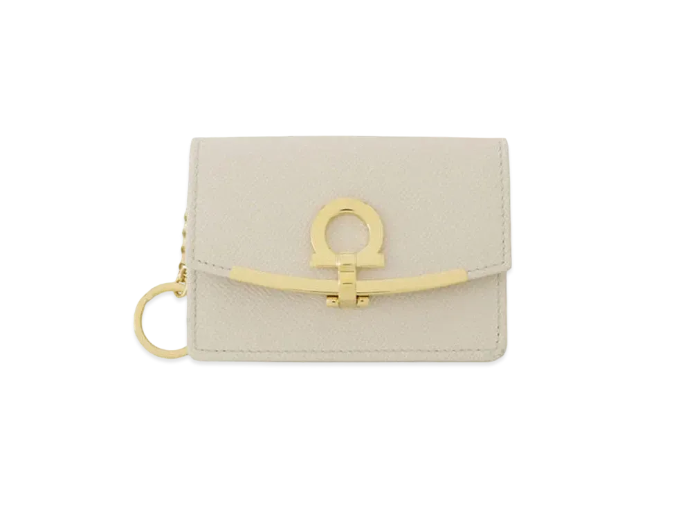 Salvatore Ferragamo Gancini Card Case "Bone"