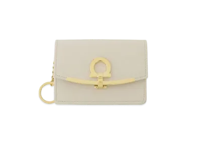 Salvatore Ferragamo Gancini Card Case "Bone"