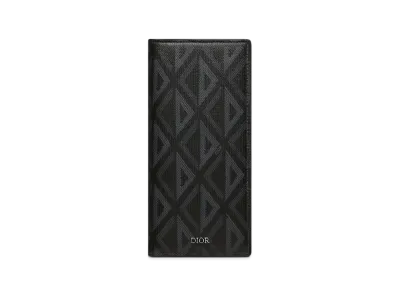 Dior Vertical Long Wallet CD Diamond Canvas "Black"