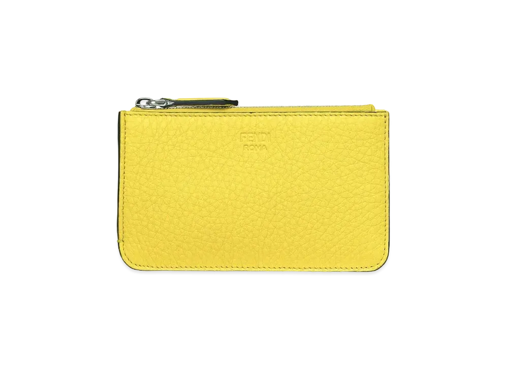FENDI Key Case Leather Slim Clutch "Yellow"