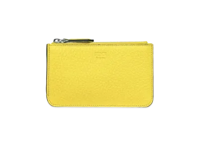FENDI Key Case Leather Slim Clutch "Yellow"