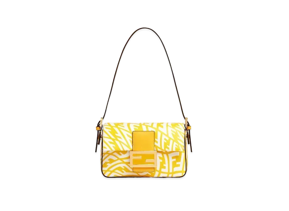 FENDI Mini Baguette 1997 Glazed Canvas Bag "Yellow"