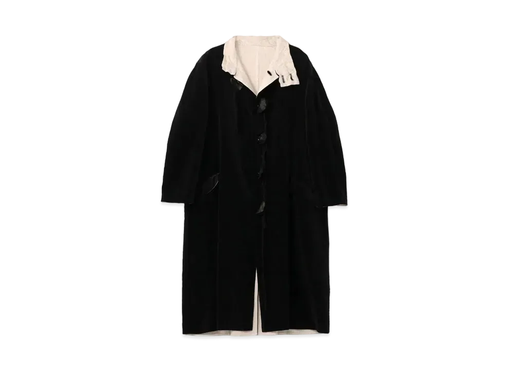 Yohji Yamamoto Pour Homme VELVETEEN x FLAX DOUBLE FACED STAND COAT "Black"