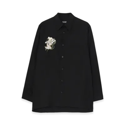 WILDSIDE YOHJI YAMAMOTO Lily Embroidery Shirt "Black"