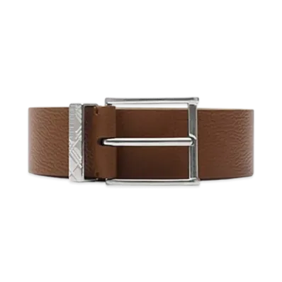 Burberry Leather Engraved Check Belt "Hazel"