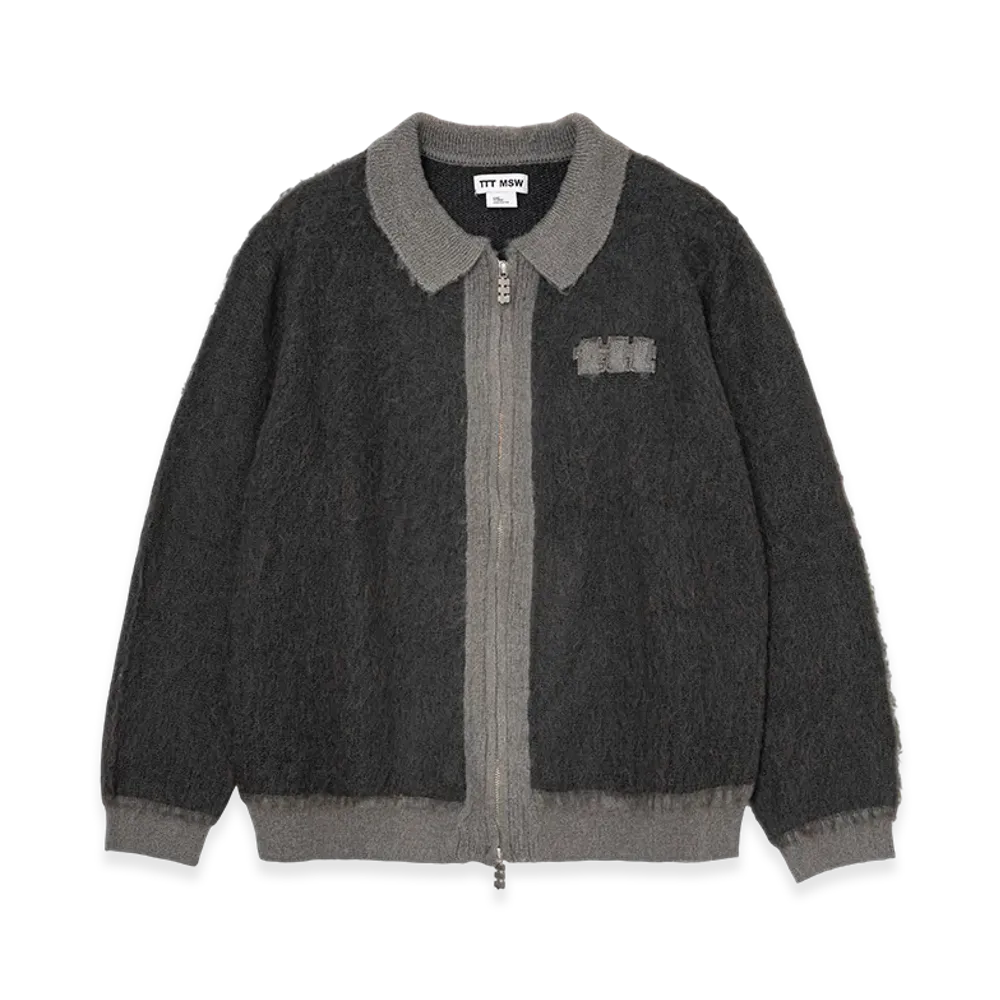 TTTMSW Mohair zip up knit polo "Grey"