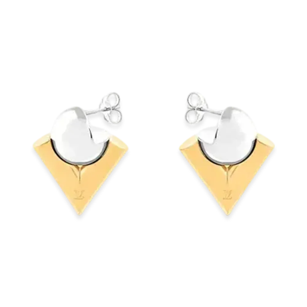 Louis Vuitton V For Vuitton Pearl And Metal Earrings "Gold"