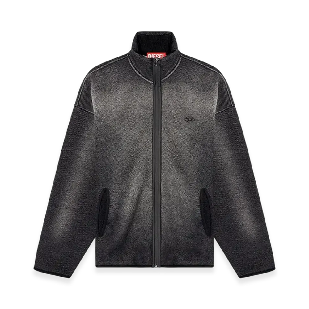 Diesel S-Baty Zip-Up Sweatshirt In Denim-Effect Jacquard "Black"