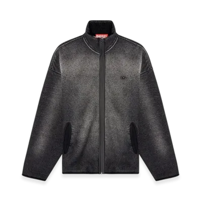 Diesel S-Baty Zip-Up Sweatshirt In Denim-Effect Jacquard "Black"