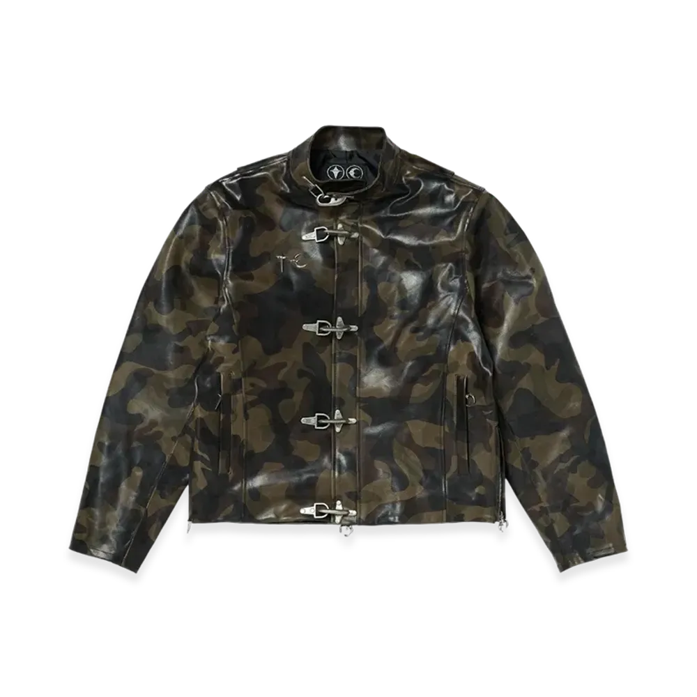 THUG CLUB Camo Leather Jacket "Dark Camo"