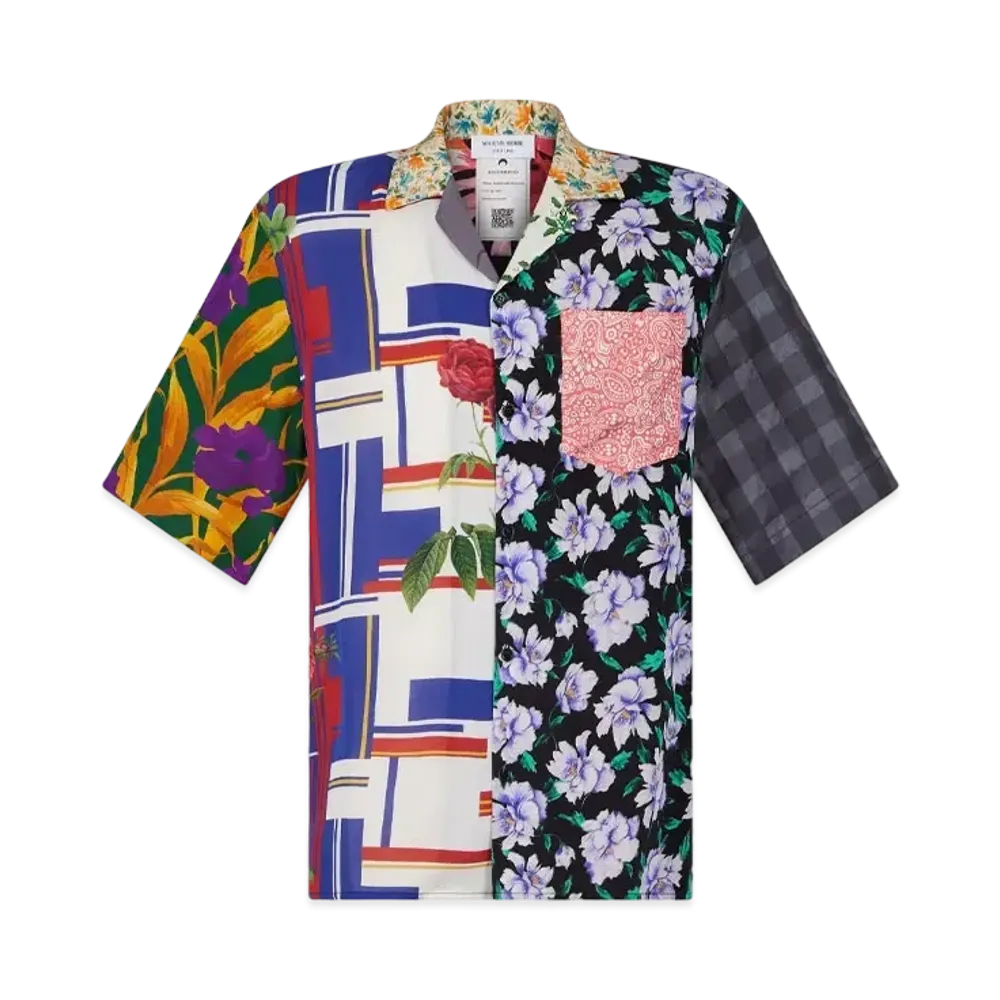 Marine Serre Regenerated Silk Scarf Bowling Shirt "Multicolor Silk #1"