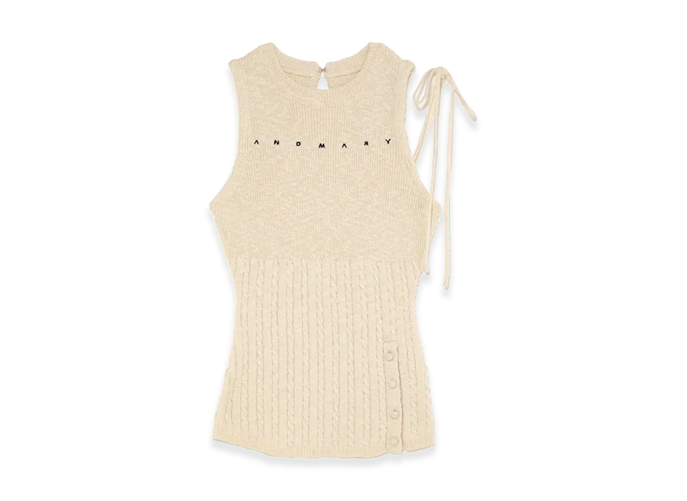 ANDMARY Women's Laina Ribbon Tank "Ivory"