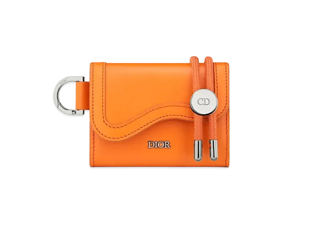 Dior Saddle Strap Card Holder Smooth Calfskin "Orange"