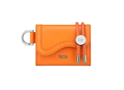 Dior Saddle Strap Card Holder Smooth Calfskin "Orange"