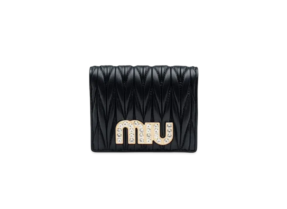 MIU MIU Miu Crystal Materasse Leather Wallet "Black"