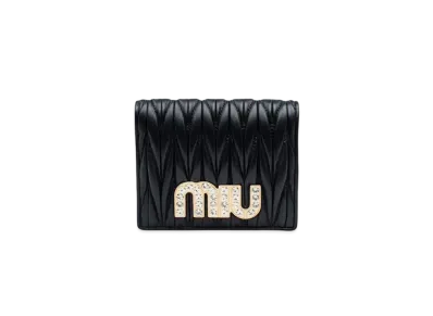 MIU MIU Miu Crystal Materasse Leather Wallet "Black"