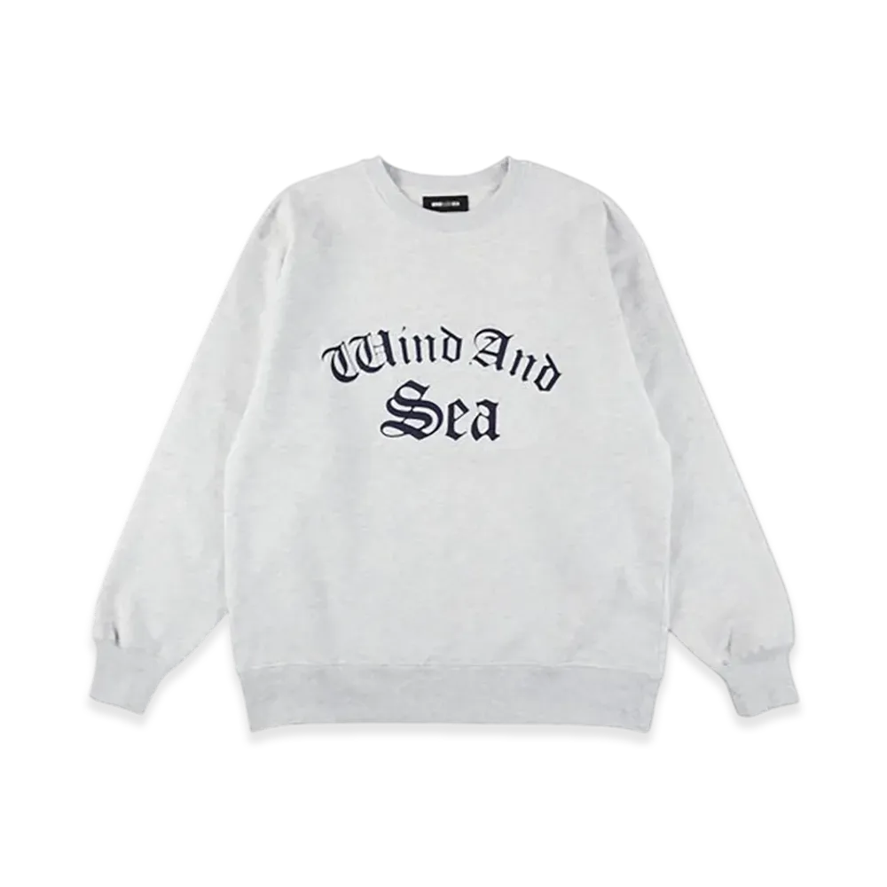 WIND AND SEA Satin Patch Crewneck Sweatshirt "Light Gray"