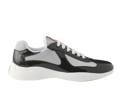 PRADA America's Cup Patent Leather and Technical Fabric Sneakers "Anthracite Grey/Silver"