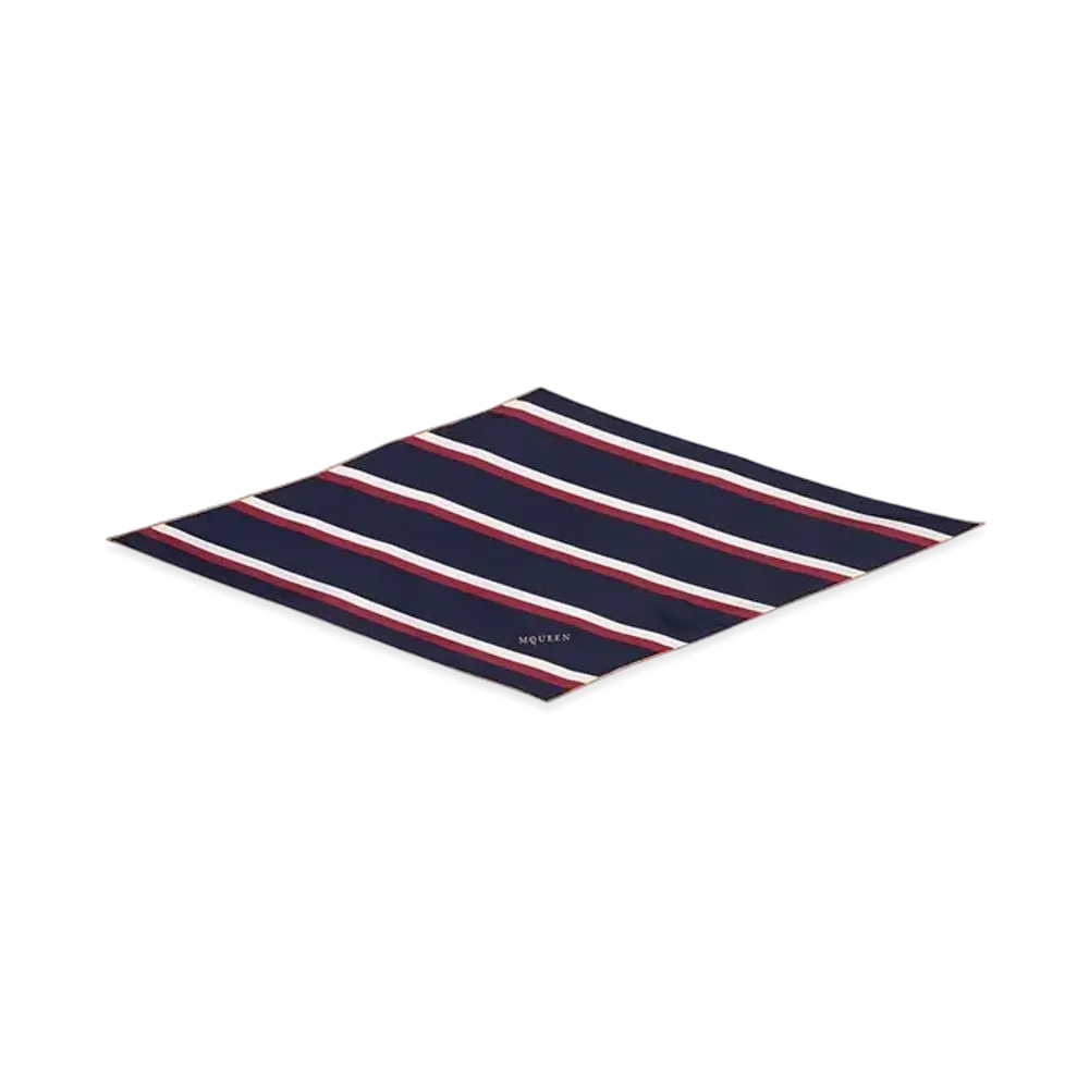 Alexander McQUEEN College Stripe Rosange Scarf "Navy/Bordeaux"
