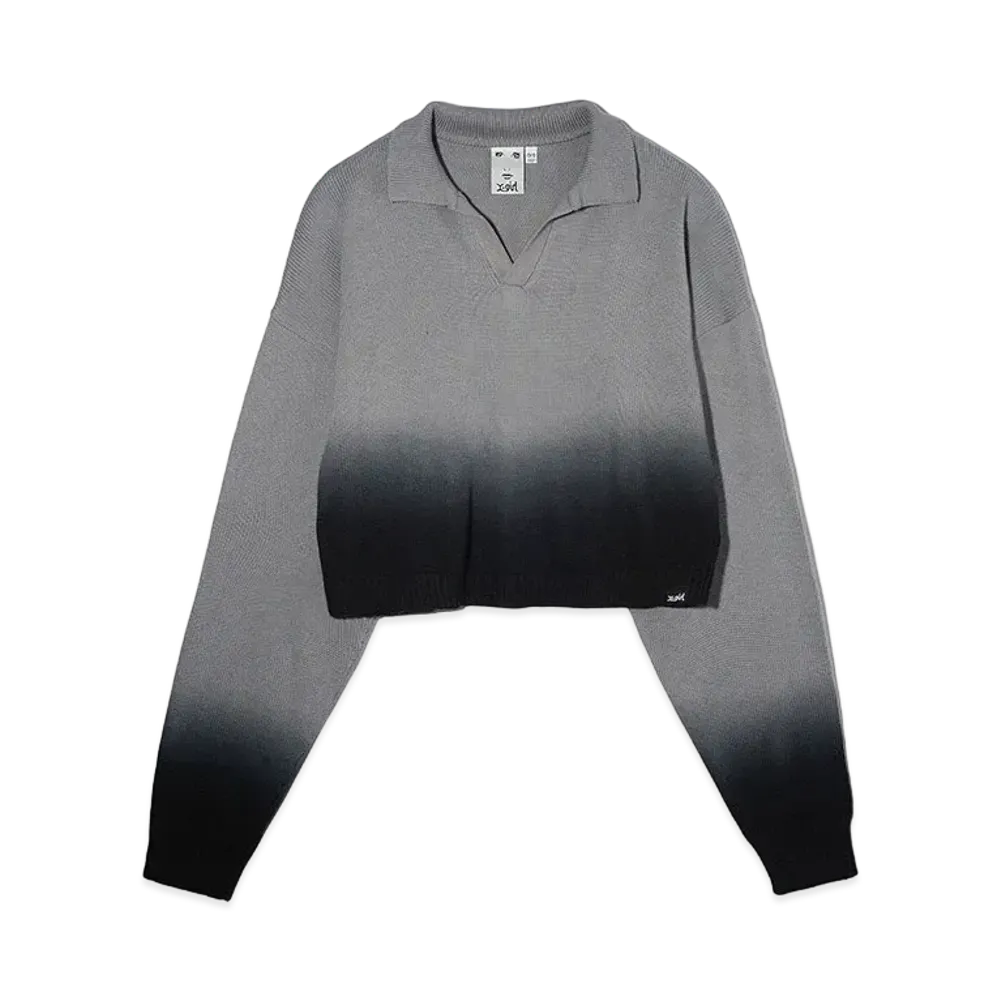 X-Girl Dip Dye Croped Knit Top "Grey"